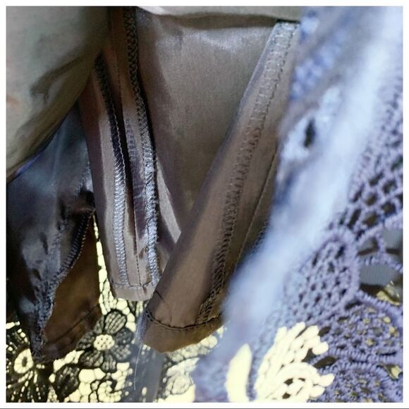 TALBOT RUNHOF Blue Lace Short Sleeved Cocktail Dress Sz 4‎ - Picture 11 of 16